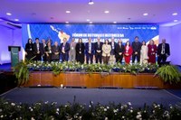 Reitores e reitoras de universidades de 17 países da América Latina e Caribe estiveram reunidos na UNILA, debatendo a cooperação solidária através da educação (Foto: Moisés Bonfim/SECOM-UNILA)