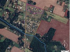 Área da gleba ocupada pela comunidade Arroio Dourado (marcada em amarelo)