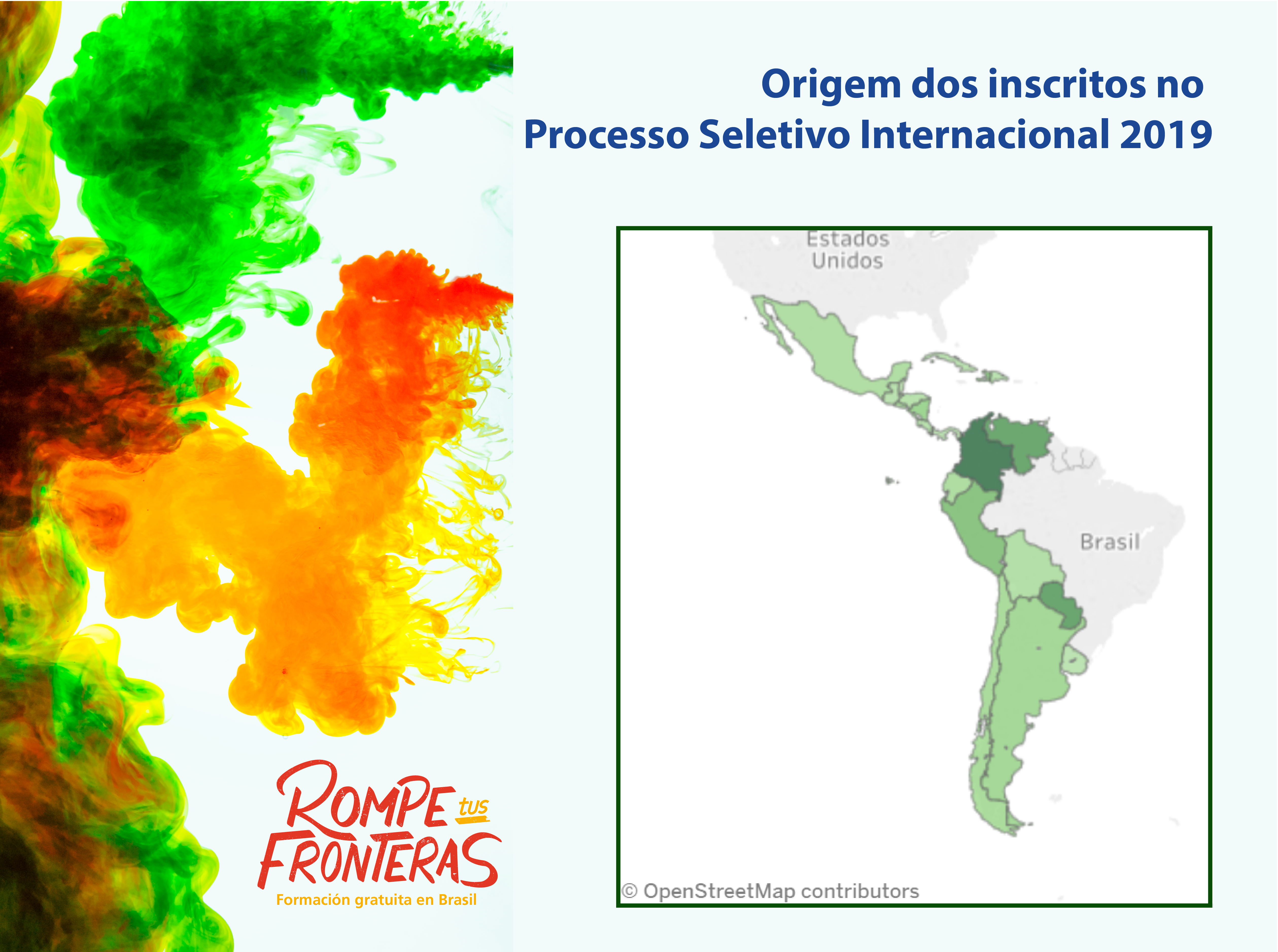 Mapa com os países latino-americanos que estão representados no PSI 2019