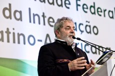 Lula, durante a aula inaugural da UNILA, em setembro de 2010. (Foto: Alexandre Marchetti/Itaipu Binacional)