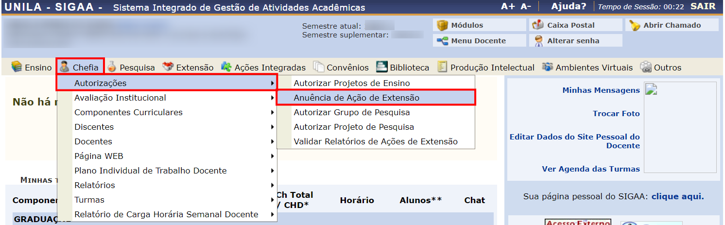 Acessar a funcionalidade para anuir ação